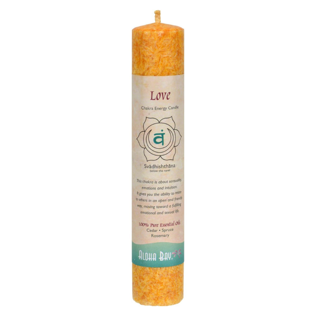 Aloha Bay - Chakra Pillar Candle Love - 1 Candle - Maras Green